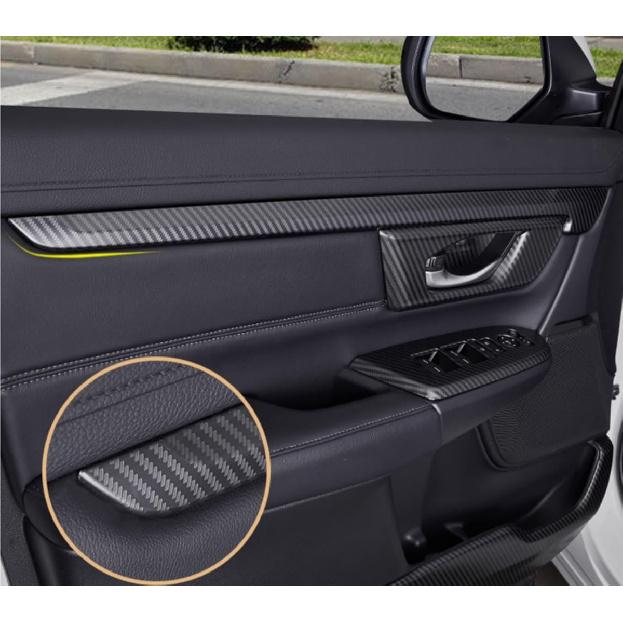 Car Accessories Fit for Honda CR-V CRV 2017-2022 Interior Door Panel Stripe Cover Automobile Door Moulding Decoration Trim (Carbon Fiber) ABS 4 PCS