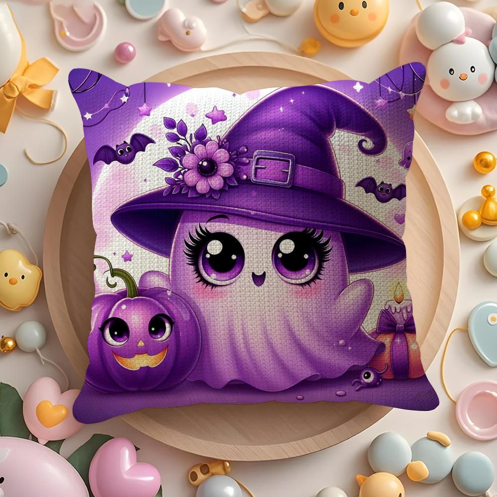 Cute And Funny Little Ghosts For Halloween Pillow Case Sofa Living Room Bedroom Headboard Backrest Cushion Square Cushion