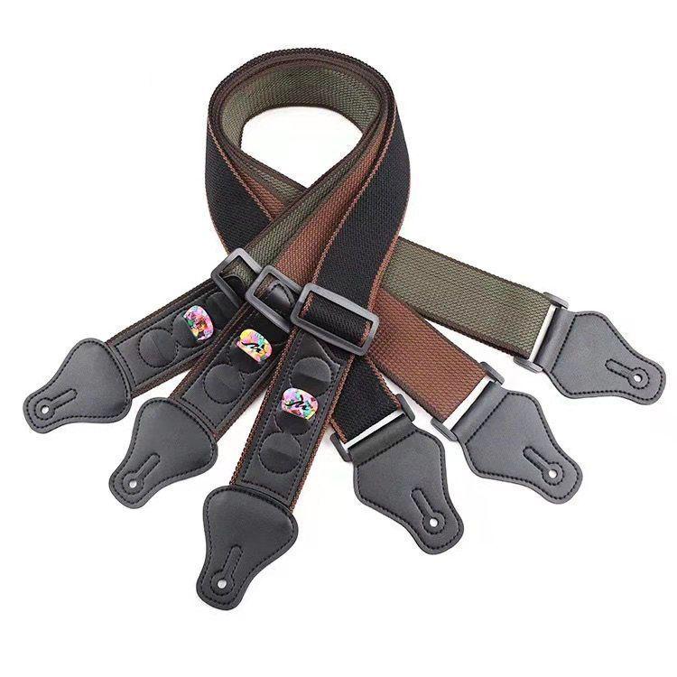 Unisex Classic Guitar Strap with Plectrum Holder for Acoustic & Electric Guitars