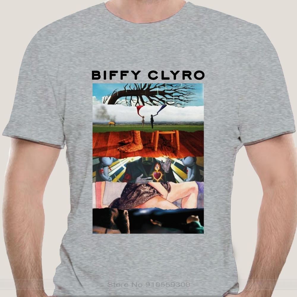Fashion Summer T-shirt Men Cotton Brand Teeshirt Official T Shirt BIFFY CLYRO White Album Montage Rip All Sizes