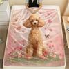 Pink Poodle,pattern Flannel Blanket, High quality Comfortable for All Seasons, Home Decor, Warmth and Comfort, Perfect for Gifts.