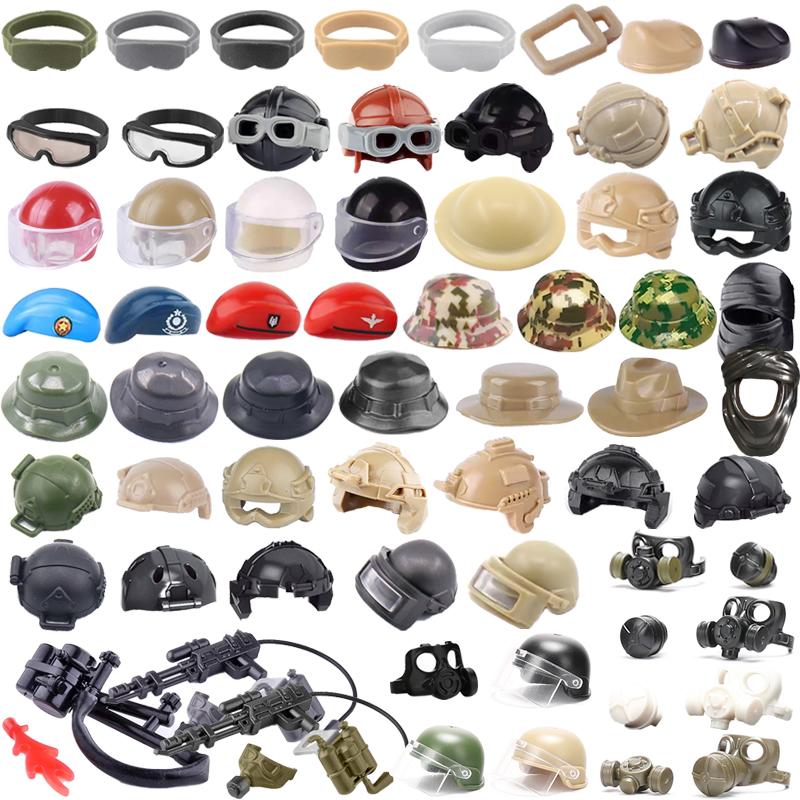 Military Soliders Figure Waffen Building Block German US Helmet Goggle Bazooka Anti Tank Rocket Launcher Flamethrower Brick Toys
