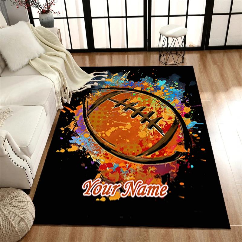 1PC Custom Name Football Art Theme Floor Mat Ideal for Living Room, Game Rooms, Office, Bedroom, Office Floor Mat , Floor Mats for Home