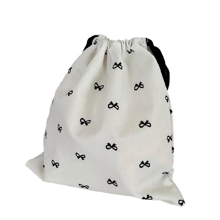 Drawstring Bag Small Gift Pouch Portable Cosmetic Bag Drawstring Storage Bag Bows Makeup Bag чёрный