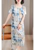 Plus Size Fresh Floral Print Summer Midi Dress - Loose, Pleated Design 2026