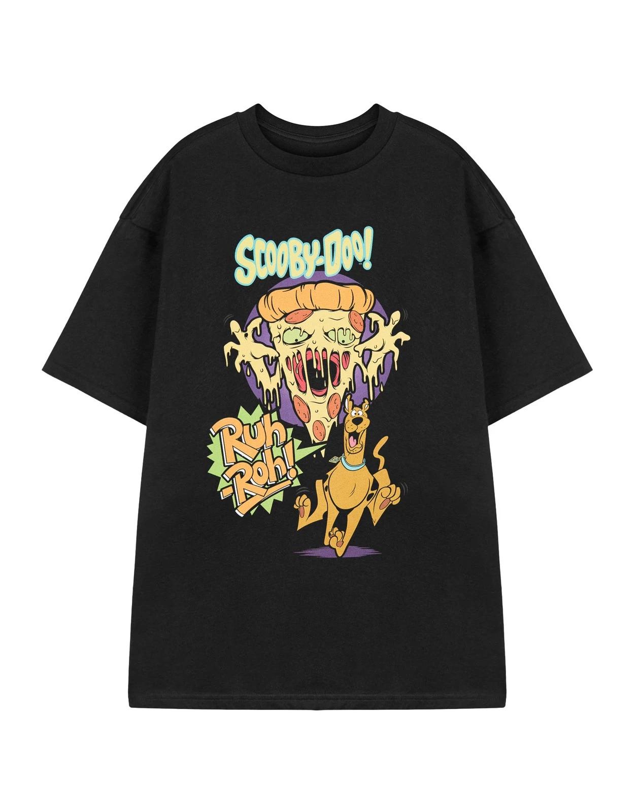 Scooby Doo Black Ruh-Roh! Short Sleeved 100% Cotton T-shirt Mens Tees Top Unisex L