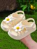 Summer EVA anti-slip soft sole sandals with flower pattern for girls, suitable for indoor and outdoor use