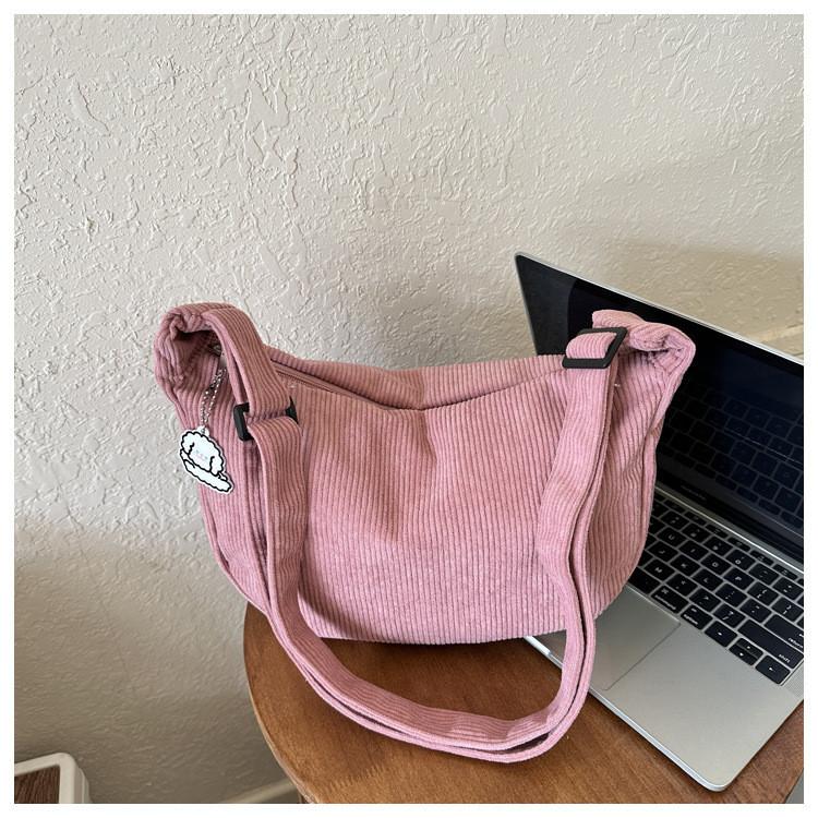 Japanese-style Literary Corduroy Shoulder Bag Perfect For Everyday Use