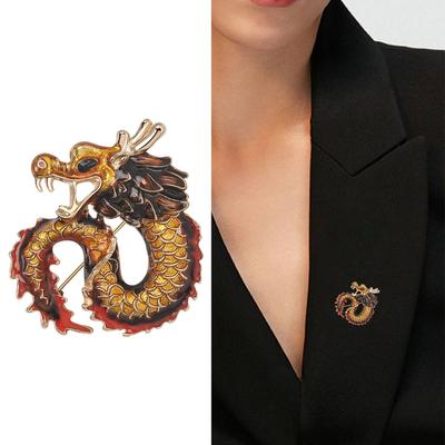 Creative Twelve Zodiac Dragon Shape Brooch - Vivid Appearance, Men's Suit Lapel Coat Badge, Clothing Accessories