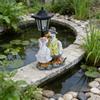 Elegant Solar Activated White Bird Garden Figure Featuring Traditional Street Light For Outside Enhancement Durable Against Different Climate