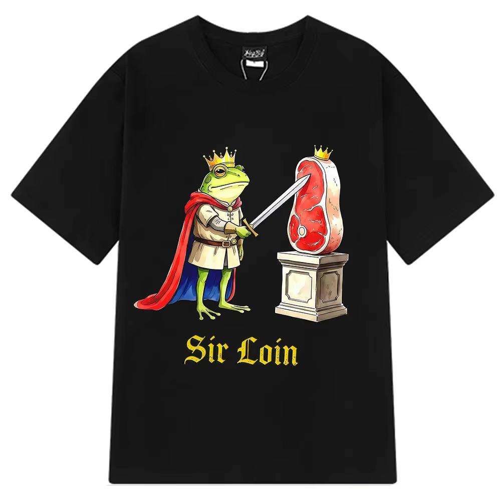 Sir Loin Ritter Lustiges Frosch Meme Shirt für Unisex Damen Mode T-Shirts Sommer Kurzarm Baumwolle Locker Lässig Hiphop T-Shirts
