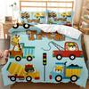 Set Copripiumino Guida di Viaggio Motivo Cartone Animato Percorso Auto Casa Edificio Set Biancheria da Letto Microfibra Tema Viaggio Misura King Copripiumino
