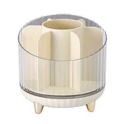 Rotating Pen Holder Large Capacity Transparent Grids Desktop Pencil Pen Holder for Students