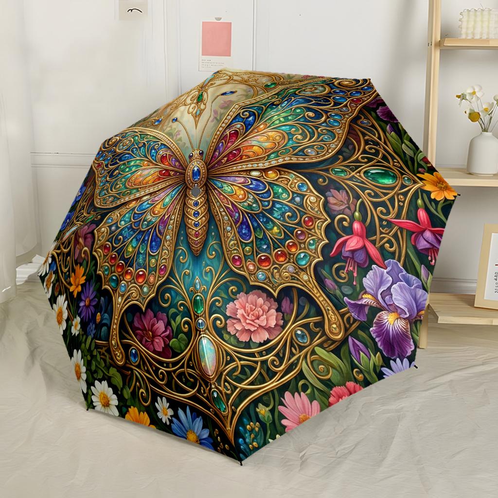 Butterfly Dreams In Lilacs Automatic Umbrella Sturdy 8-Rib Shaft Sturdy Construction All-Season Use Stylish Accessory Stylish Gift for Women