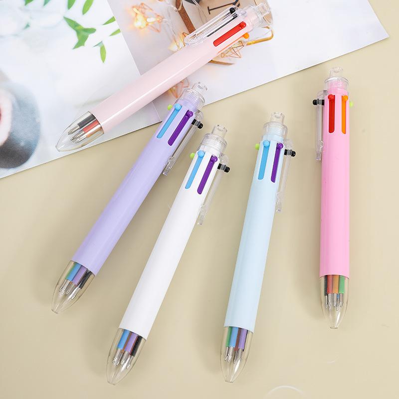 10 stücke Bunte 6-farbe kugelschreiber schreibwaren büro öl stift student preis multi-farbe kugelschreiber drücken stift