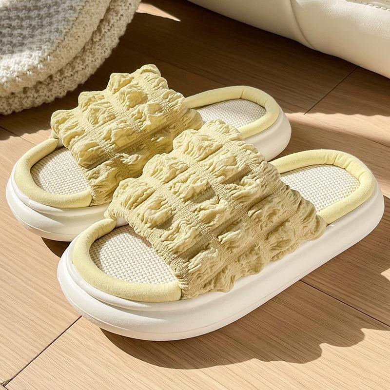 Linen slippers women's four seasons spring and autumn indoor household cotton and linen thick bottom home non-slip slippers