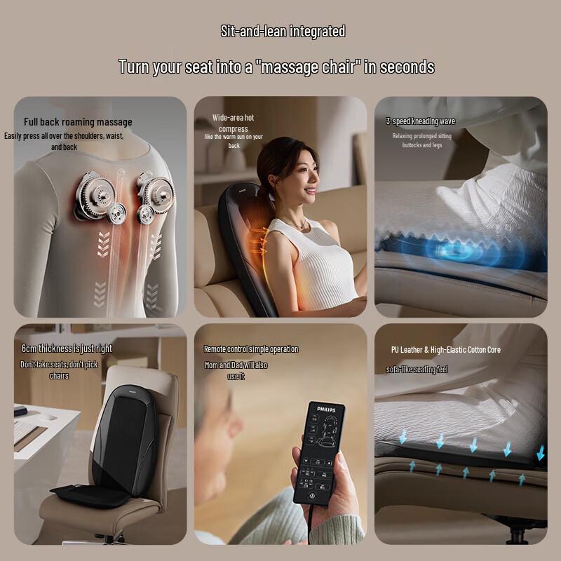 Philips Lumbar & Back Massage Cushion CN Plug (adapter Included)