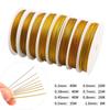 Golden Natural Steel Wire, 0.3-1mm, for DIY Beading and Jewelry Making