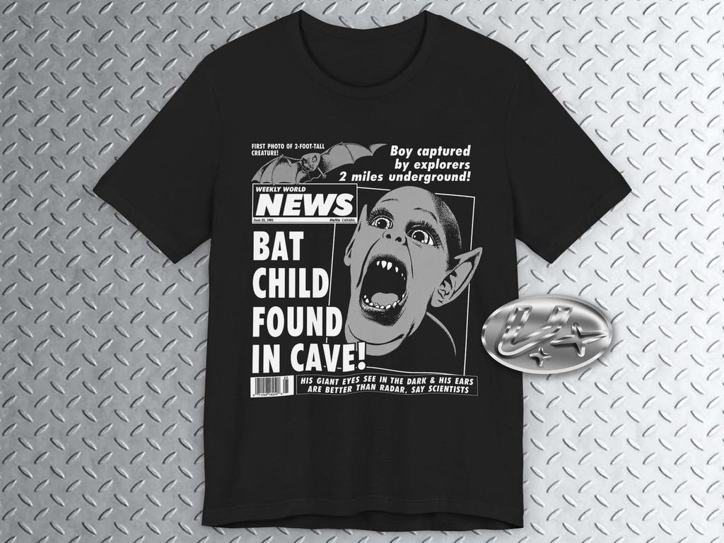 Bat Boy 90s Meme T-Shirt, Half Bat Half Human Funny Parody Gag T-Shirt, Horror Meme Shirt, 2000s meme shirt