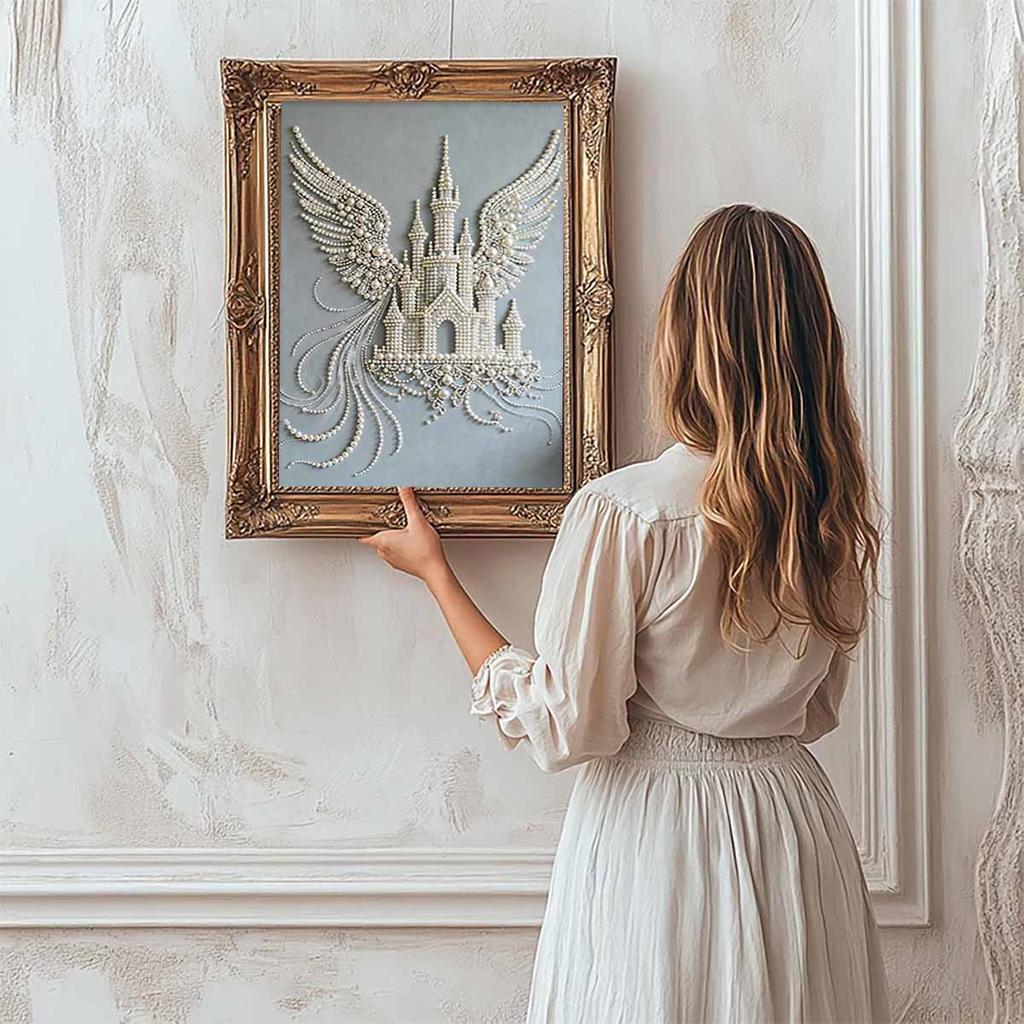 Pearl The Flying Castle DIY Diamond Art Kits 15.7x19.6inch Gem Art Diamond Painting Kits Without Frame for Adults Gift Idea Home Wall Decor