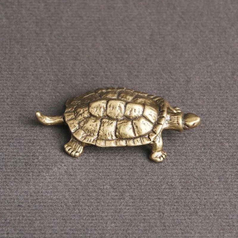 Vintage Brass Turtle Statue Metal Animal Sculpture Home Office Decoration Tea Tasting Pet Crafts
