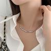 Stainless Steel Metal Irregular Wrinkled Pendant Necklace  for Women Fashion Gold Color Short Clavicle Chain Necklaces Jewelry
