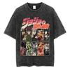 Vintage Washed TShirt Men Summer Hip Hop Streetwear T-shirt JoJo Bizarre Adventure Anime Print Cotton Casual Short Sleeve T-shirt Daily Wear Cool Top