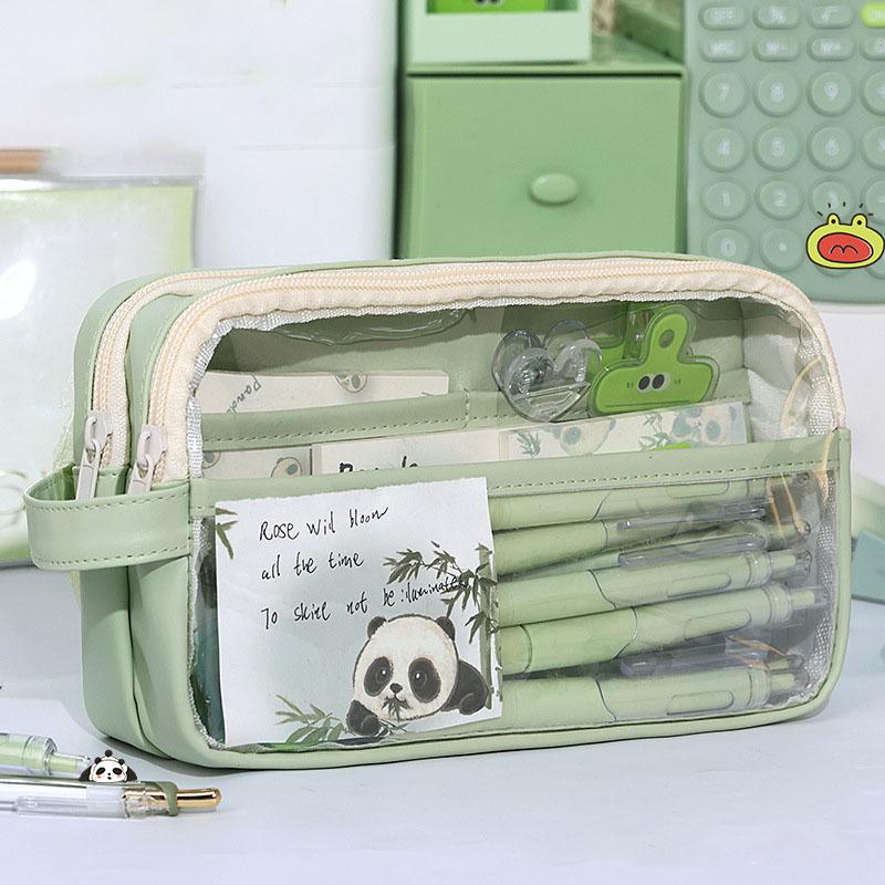 Students Stationery Pencil Bag Large Capacity Simple Transparent Pen Pouch for Girls Children Student Supplies