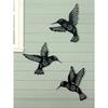 3 Black Metal Hummingbird Wall Decor Set 25cm Cutout Garden Art Indoor Outdoor Hanging Ornaments for Living Room Bedroom Office