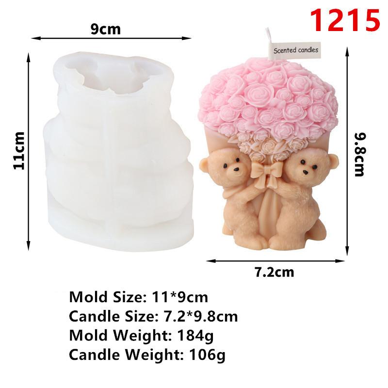 Stampo per candela profumata a forma di orso carino 3D Stampo per sapone in resina a forma di orso per candele Decorazione per la casa Stampo in silicone per candela a forma di orsetto in resina