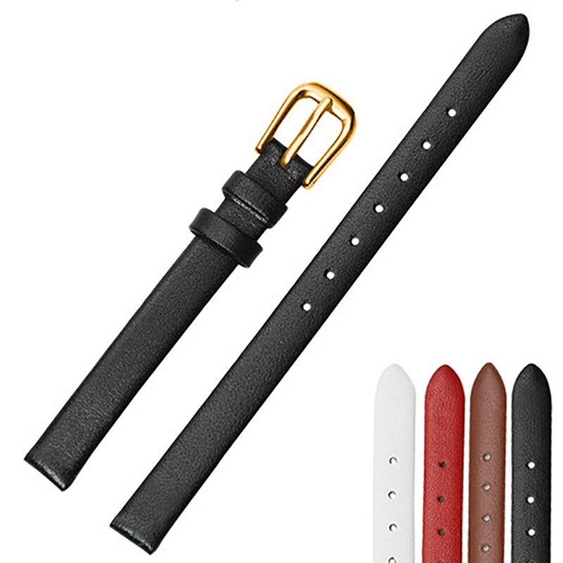 Genuine Leather Watch Bracelet Women  Fashion Watchband Wristwatches Mini Band 6mm 8mm 10mm 12mm 14mm Small Size Watch Strap Red