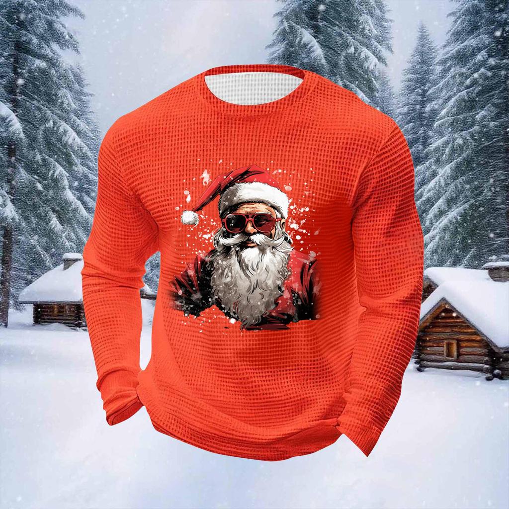 Herre Juleprint Rund Hals Langermet Topper Herre Sport Stor Størrelse Casual Rund Hals Topper
