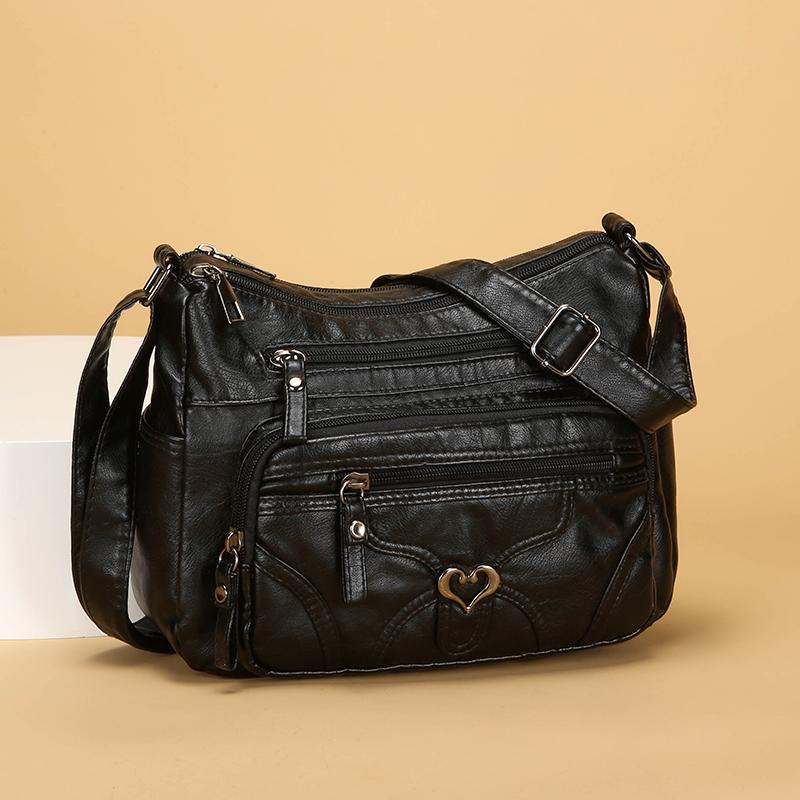 Damen Umhängetasche Große Kapazität Mehrschichtig Weiches Leder Mittelalterliche Muttertasche