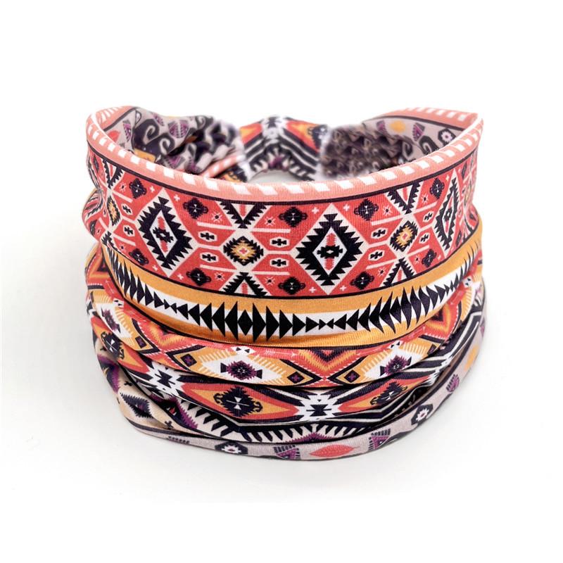 European American Women's Hair Band African Print Pattern Wide Edge Elastic Knot Sports Yoga Headband Women's Headwear Hair