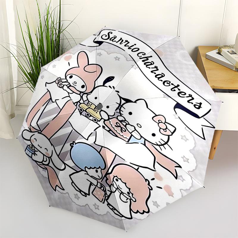 

1pc Sanrio Characters Automatic Folding Umbrella - Portable 3-Fold Design with 8-Bone Iron Frame, Perfect for Outdoor Use, Festive Gifts, Travel, Dail