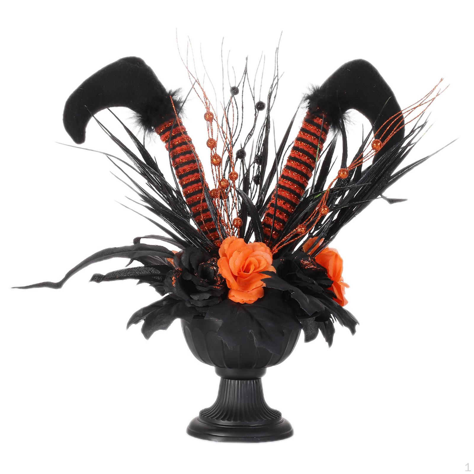 

Ноги ведьмы в цветочном горшке Хэллоуинская декорация 30x25x42см для ландшафтного декора коллекционная