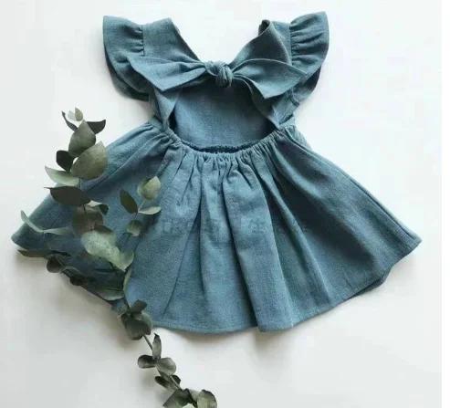 1 6Yrs Girls Ruffles Dress Casual Sleeveless Summer Back Bow Outfit S