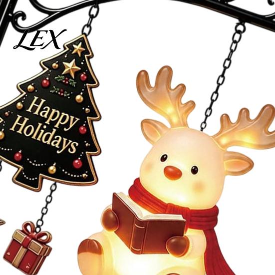 Hanging Night Lamp for Shelf 2PCS Christmas Bookshelf Lamp, Resin Santa Claus Elk Snowman Festive Atmosphere Table Light, Multi-Color Lighting