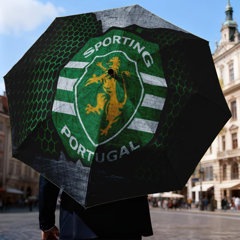 Sporting Portugal Crest Automatic Folding Umbrella - 8-Rib Travel Umbrella with Auto Open/Close & Portable Gifts for holidays or birthdays