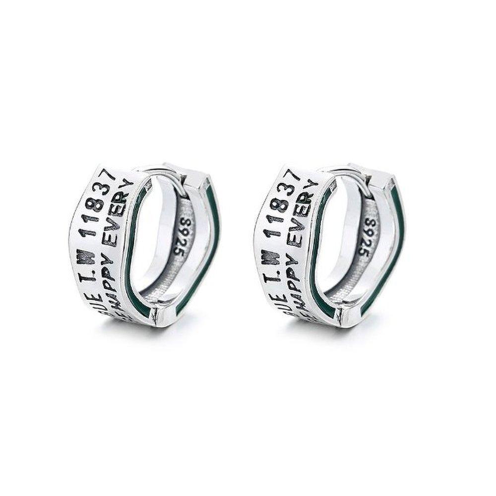 High-quality 925 silver earrings lettering e032 one-touch ring earrings (Wfgjeqa)
