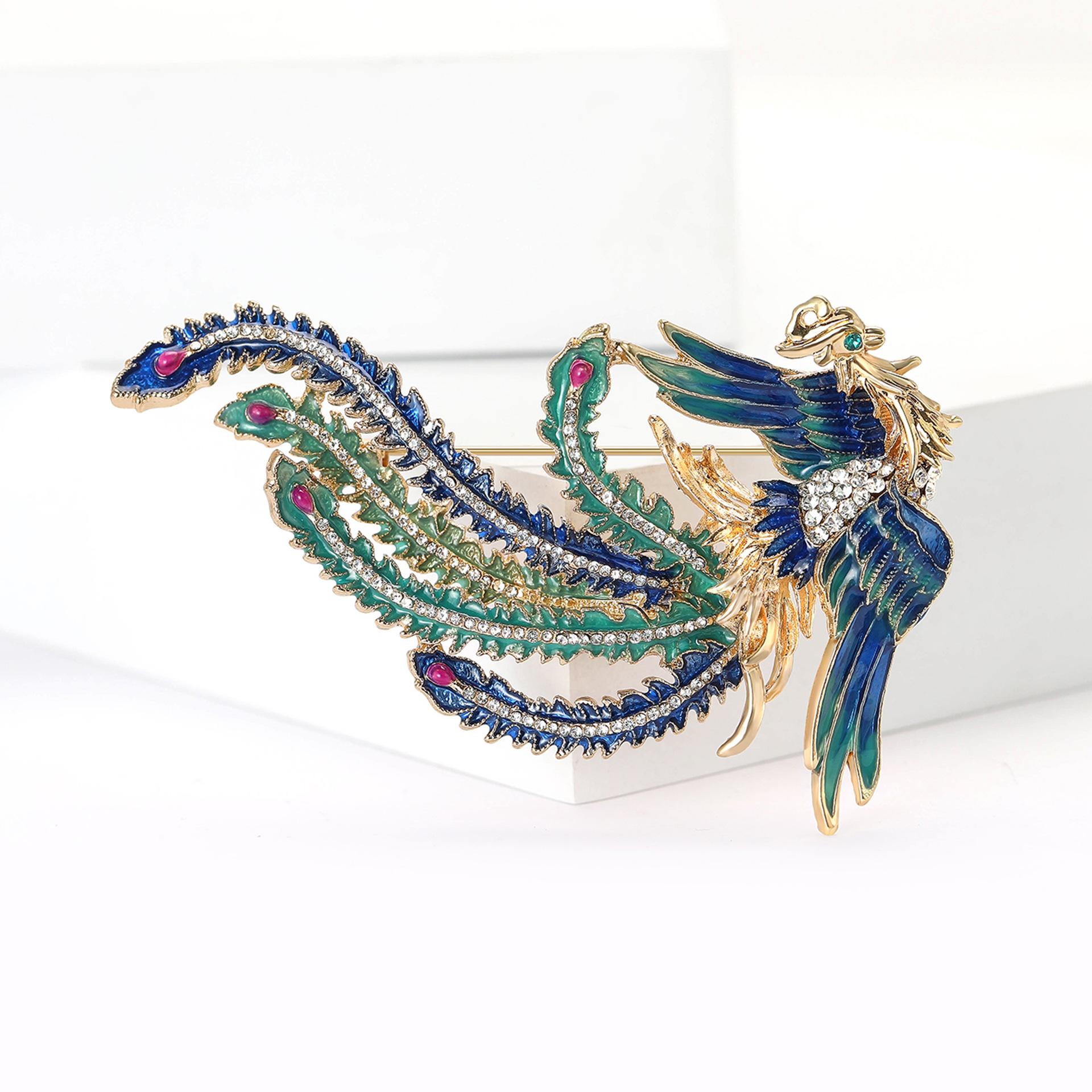 

Брошь Феникс со стразами для женщин, унисекс, эмалированная, животное, птица, корсажная булавка, для мероприятия, вечеринки, украшение для рюкзака, аксессуары для одежды