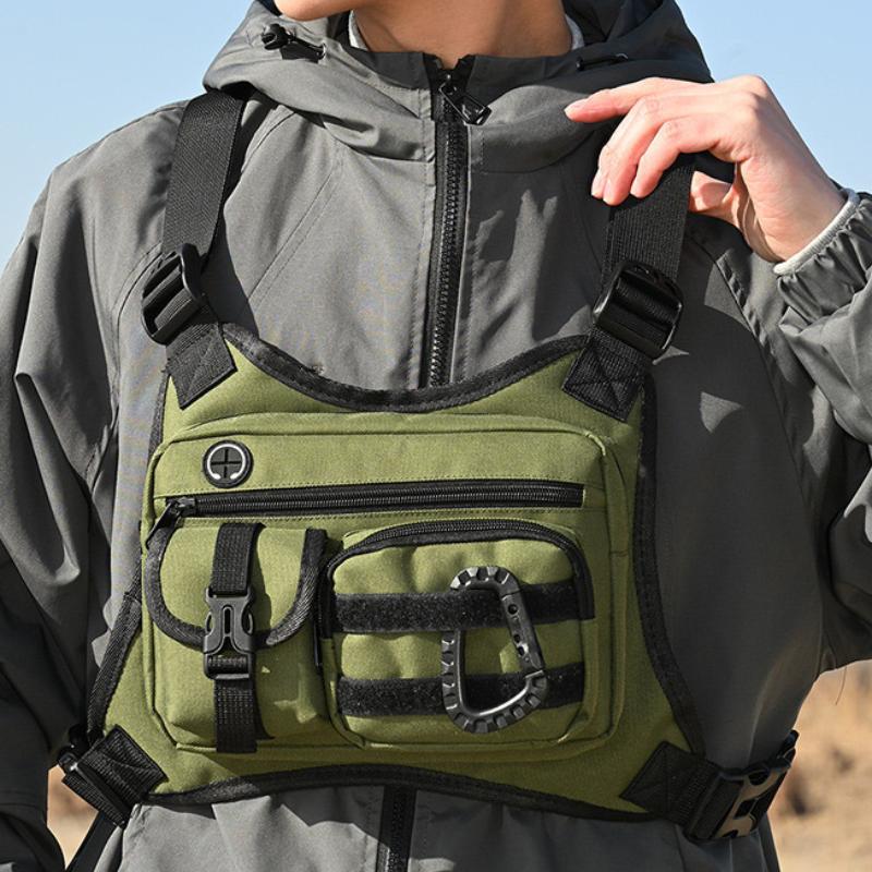 Men's Tactical Chest Pack Outdoor Sports Cycling Vest Multifunctional Front Backpack for Hiking Running