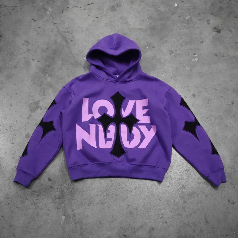 Y2K street hoodie casual sweater letter print jacket trendy guard top