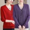 2025 Trendy Mom's Stylish Knit Cardigan: Spring/Fall Fake Two-Piece for Middle-Aged & Elderly Women