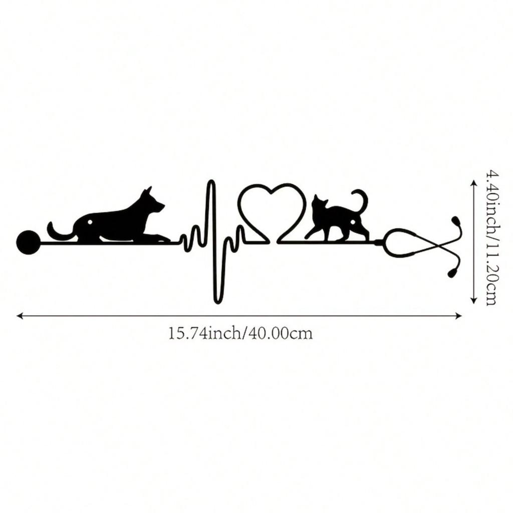 Vet Inspired Heartbeat Metal Wall Art for Pet Lovers Home Garden Decor