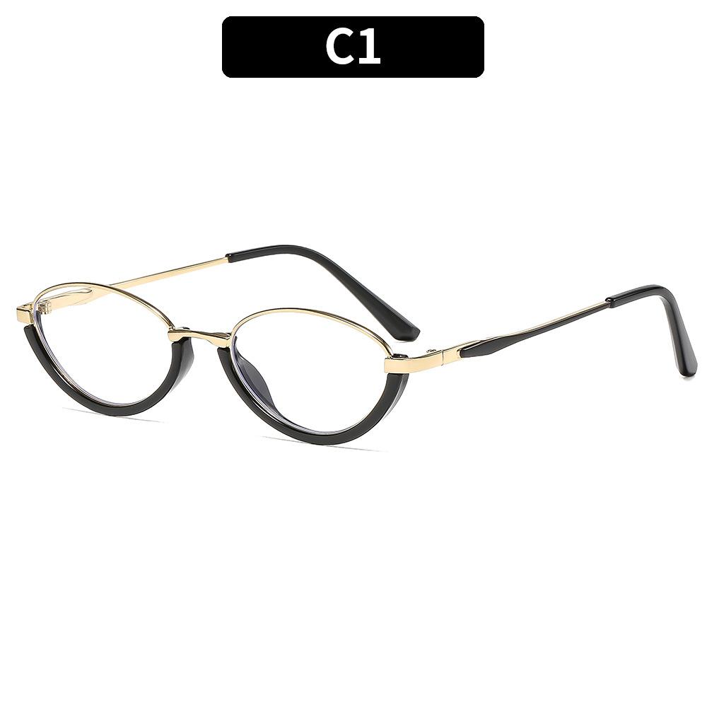 European And American New Metal Half-Frame Anti-Blue Glasses Frame Retro Personality Versatile Simple Glasses Frame Trendy Flat Glasses