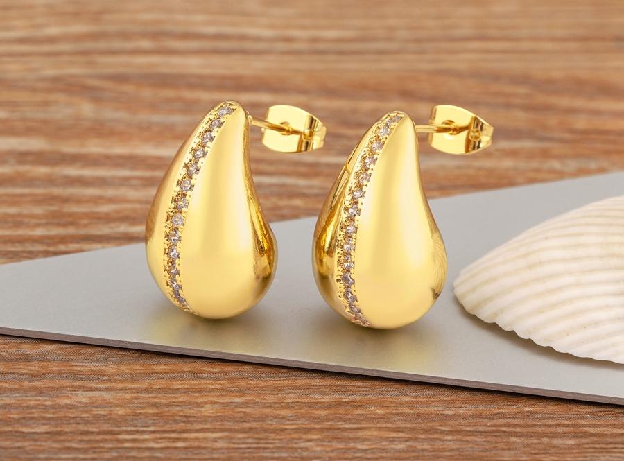 Nidin Classic High Quality Water Drop Shape Gold/Silver Color Women Girls Fashion Zircon Earrings Wedding Jewelry New Year Gift