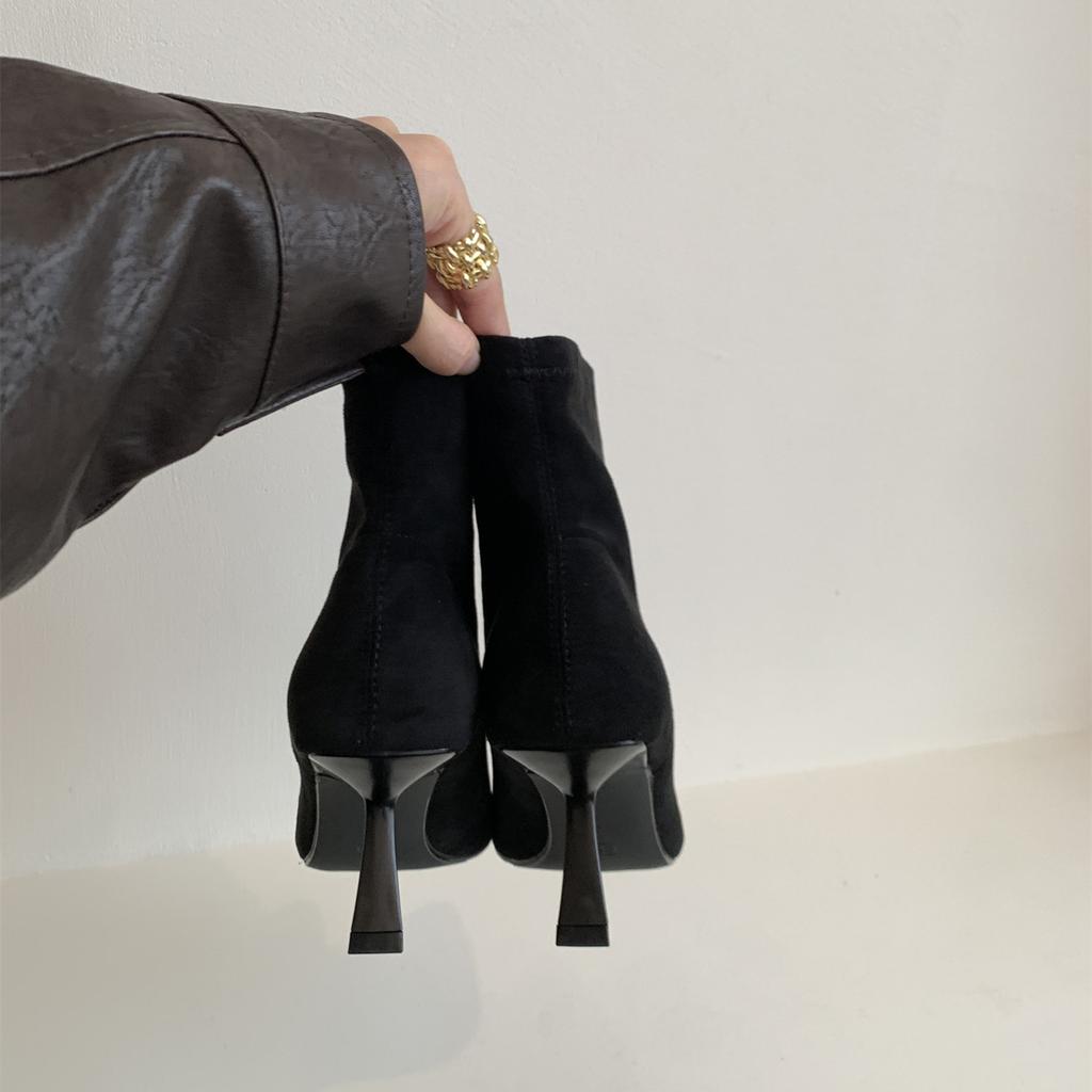 Fashion Bailamos Winter New Brand Women Short Boots Fashion Pointed Toe Ladies Elegant Ankle Boots Thin High Heel Dress Pumps Shoes