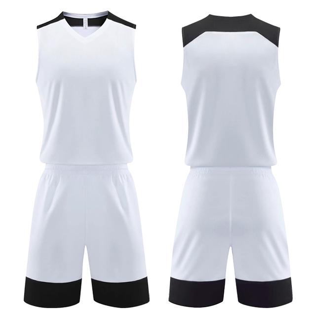 Kids Men Women Basketball Jersey Set Child Men Blank Basketball Uniforms V-Neck Training Vest Double Pocket Shorts Sports Suit