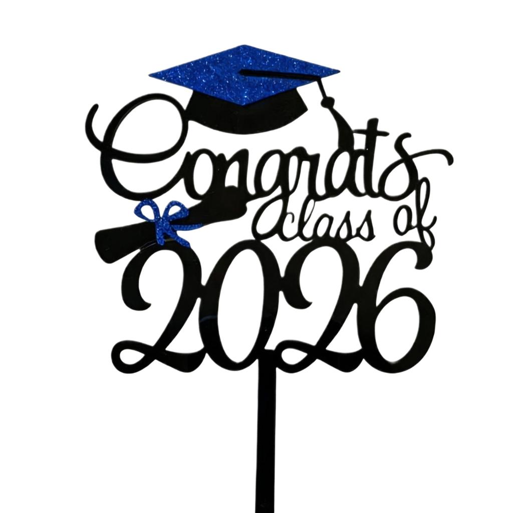 Graduation Party Cake Decoration Card Insertion, College High School Graduation Class Of 2026 Cake Plugin